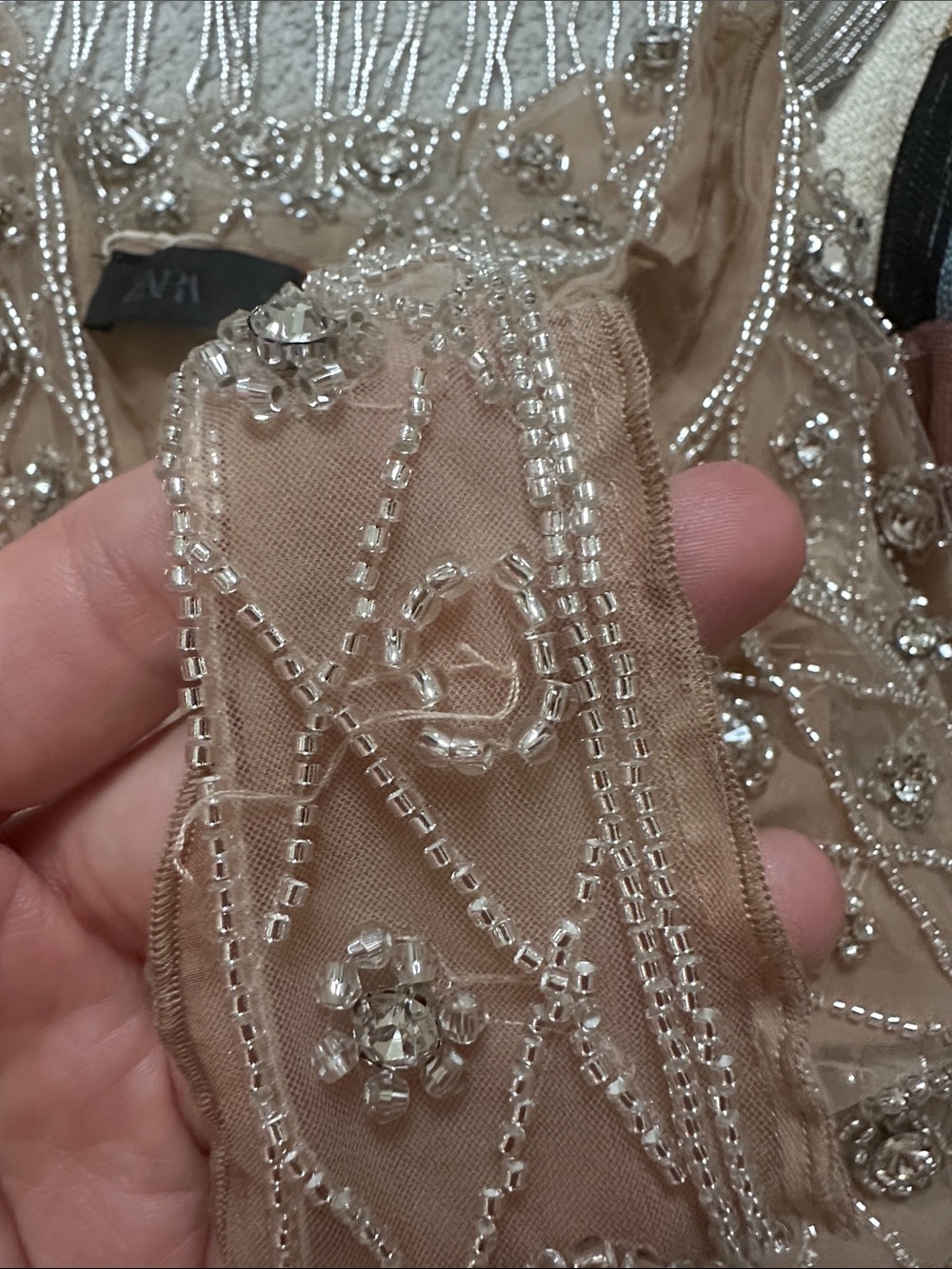 JEWEL BEADED SHORT DRESS
(damaged, missing one jewel on the left shoulder) - Picture 12 of 12